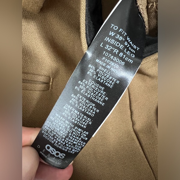 ASOS Oversized Tapered Cargo Pants in Tan Crepe Mens Sz 38 - Picture 8 of 11